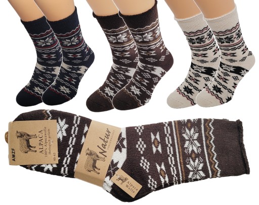 3x ALPAKA Pánske vlnené ponožky HRUBÁ 40-43