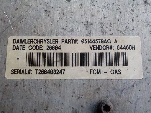 CHRYSLER GRAND CARAVAN VOYAGER IV 2.8 CRD computer control unit 05144579AC