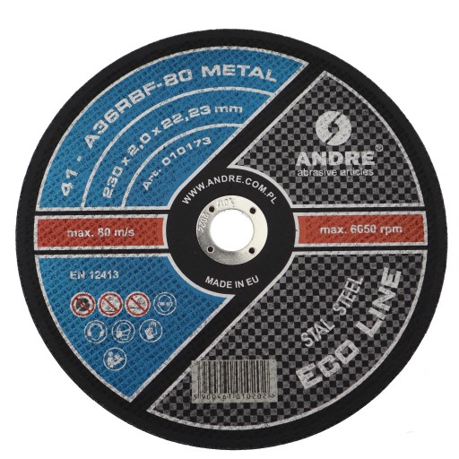 Ріжучі диски для сталі 230x2, 0x22 ANDRE 25шт