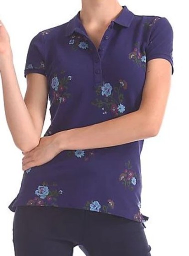 U.S. POLO.ASSN. bavlna tričko tmavomodré s kvetmi L