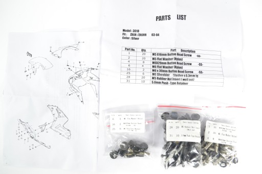 6R0304 - Kawasaki ZX-6R 03-04-болты обтекателя KPL