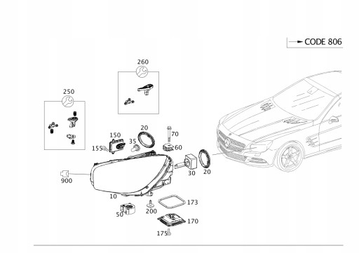 A2318207161 - ФАРА ПЕРЕДНЯЯ ПРАВАЯ ЛЕВАЯ MERCEDES SL R231