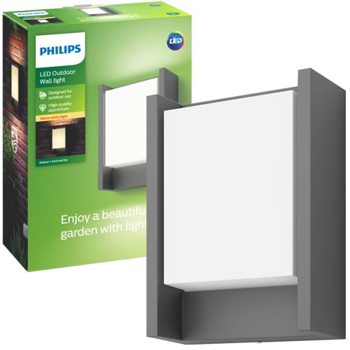 Záhradné LED svietidlo Fasádne nástenné svietidlo ARBOUR 6W 2700K IP44 Antracit PHILIPS