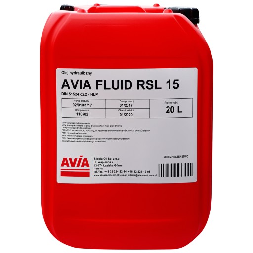 AVIA FLUID RSL 15 20л гидравлическое масло