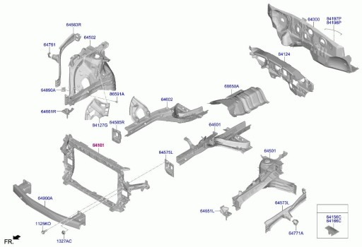 support panel for radiators pillar iron KIA SORENTO 4 IV MQ4 2020- 64101-P2000