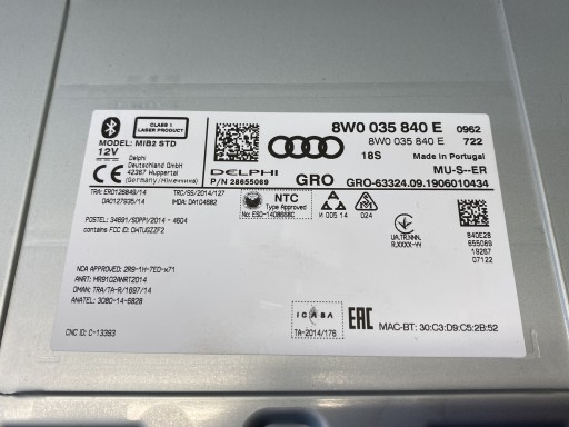AUDI A4 A5 8W B9 navigation player MIB 8W0035840E