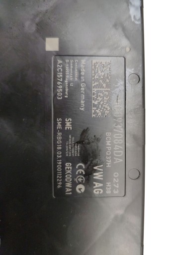 comfort control unit BCM SKODA OCTAVIA III 3 5Q0937084DA