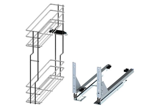 Spodný nákladný kôš do skrinky 15 cm 150 2 horizontálny tichý domček REJS efekt chróm