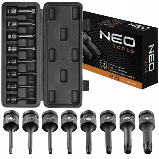NEO 08-712 УДАРНІ КЛЮЧІ TORX 1/2'' НАБІР 9 ШТ.