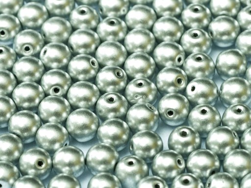 Round Beads Matte Metallic Aluminium 6 mm-20szt