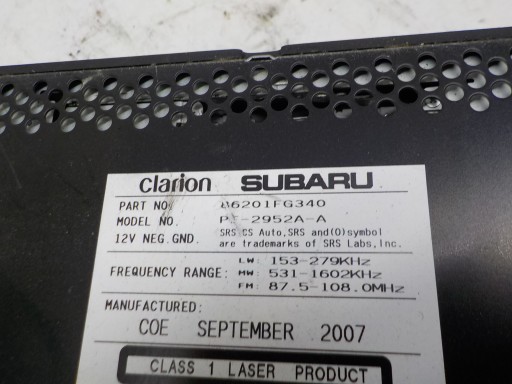 SUBARU IMPREZA III GH RADIO original 86201FG340
