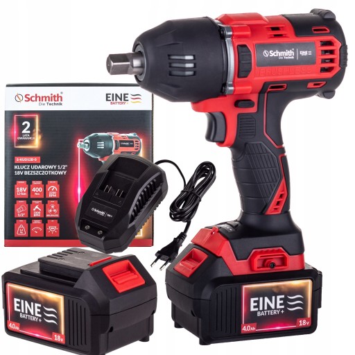 УДАРНЫЙ КЛЮЧ ШМИТА 1/2 дюйма 18 В 400 НМ + 4,0 Ач