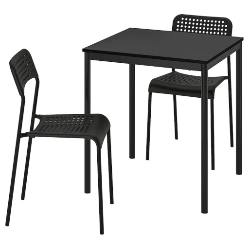 IKEA SANDSBERG ADDE Stôl a 2 stoličky čierna 67x67