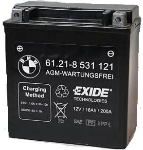 61218531121 - Аккумулятор AGM 16Ah / 200A BMW R12000 R1250RT K52 OE