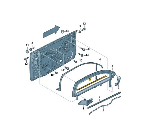 8P3837478C - Уплотнитель стеклоподъемника правый передний AUDI A3 8P