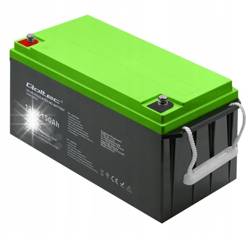 Гелевая батарея qoltec longlife 12v 150ah ибп лодки кемперы солнечные панели