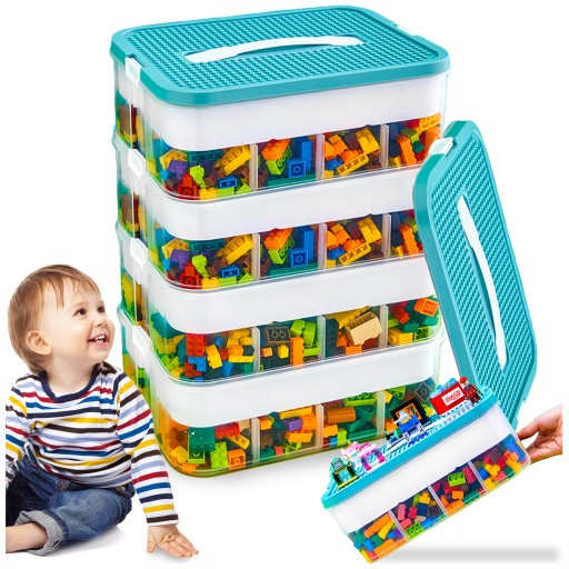 Pojemnik Na Klocki Lego Pudełko 4-PIĘTROWY Organizer z Przegródkami 24 L