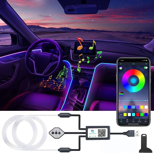 4m - ОПТИЧЕСКОЕ ВОЛОКНО ОТ АВТОМОБИЛЯ ОКРУЖАЮЩЕГО СВЕТОДИОДА RGB EL WIRE