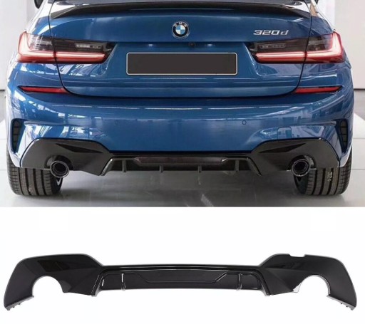 ДИФФУЗОР ЗАДНЕГО БАМПЕРА для BMW G20 G21 M SPORT PRE-LIFT GLOSS ЧЕРНЫЙ