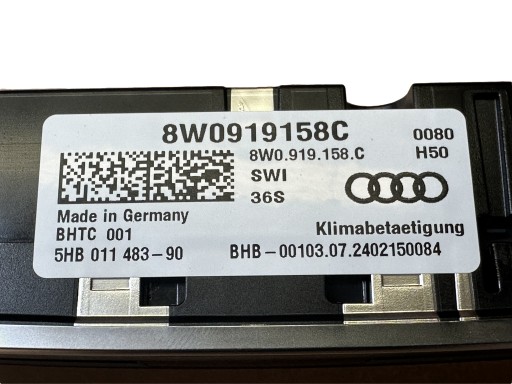 AUDI A4 A5 8W B9 Unite commande clima 8W0919158C