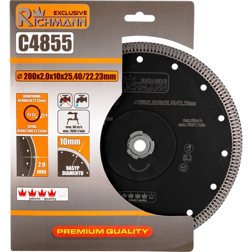 C4855 алмазный диск тонкий 200X2X25, 4/22, 23 мм