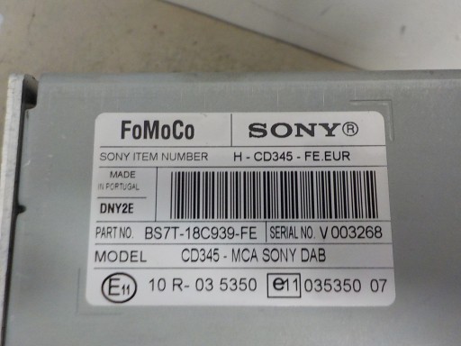 FORD S-MAX RADIO fabbrica SONY KOD BS7T-18C939-FE