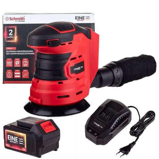 SCHMITH ЭКСЦЕНТРИКОВАЯ ШЛИФОВАЛЬНАЯ МАШИНА 18V 125MM + 4AH