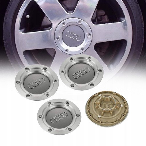 4X кришки кришки кришки для дисків 147MM AUDI срібло