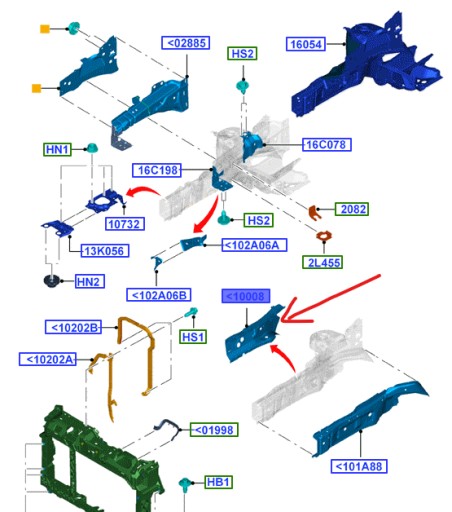 8V51-A10009-AF - Боковая балка левая FORD FIESTA Mk7 2008-2016