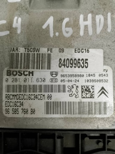 control unit computer of the engine CITROEN C2 1.4HDI 0281011630