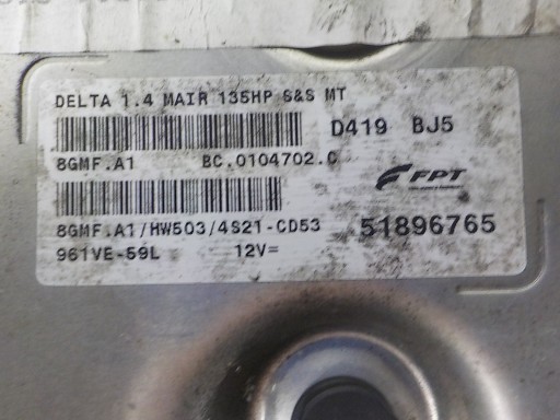LANCIA DELTA computer control unit 51896765 4S51-CD53