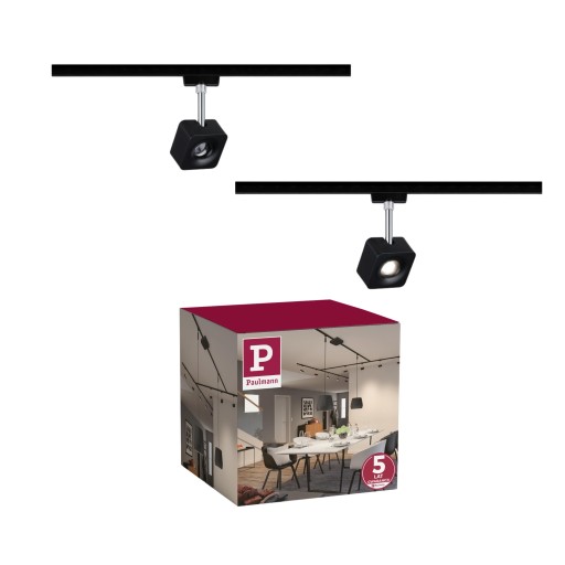 URail System Spot Cube 1x8W Matt Black/Chrome 230V Metal 4000K з можливістю затемнення