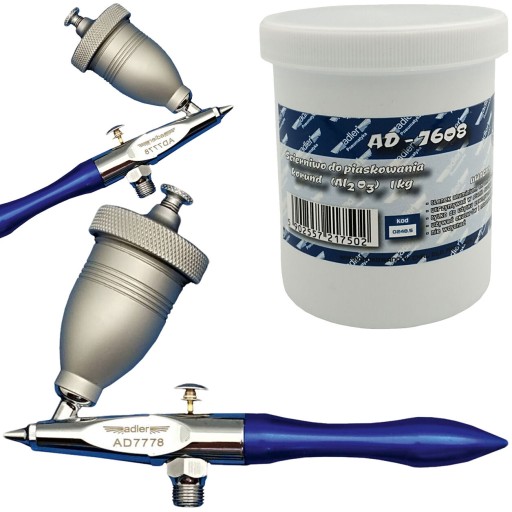 МИНИ-ПЕСКОСТРУЙНЫЙ АЭРОГРАФ Adler AD-7778 СОПЛО 0,5мм + КОРУНДОВЫЙ АБРАЗИВ