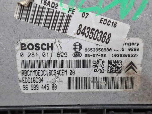 control unit of the engine 0281011629 9658944580 9653958980 CITROEN PEUGEOT 1.6 HDI
