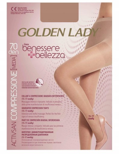 GOLDEN LADY Pančucháče BENESSERE 70 k.: NERO veľ.:5-XL