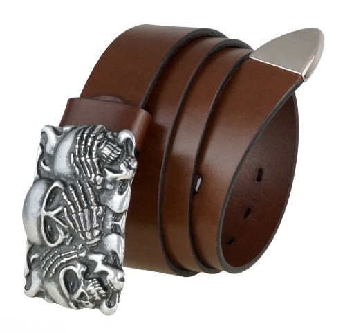 КОЖАНЫЙ РЕМЕШОК ДЛЯ МОТОЦИКЛИСТА С ПРЯЖКОЙ ЧЕРЕПА