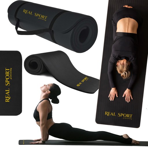 Тренажерний килимок Real Sport 180 см х 60 см чорний