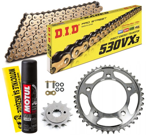 DID530VX3G&B-116 JTF579.17 - Комплект привода DID VX3 YAMAHA YZF-R1 04-05 злотый