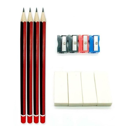 Олівці з гумкою та точилкою 12шт