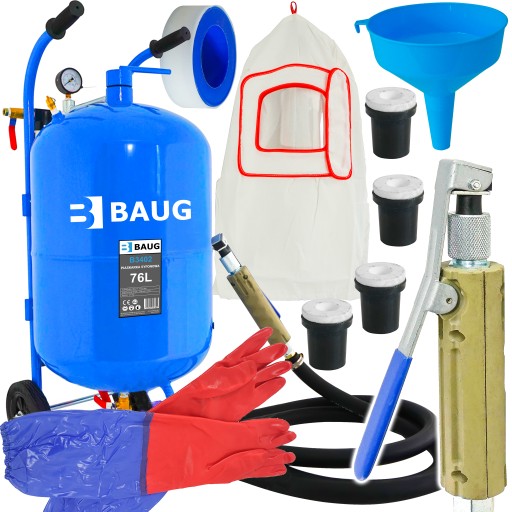 СИФОН ПІСКОСТРУЙНА МАШИНА MOBILE 76L + ПІСТОЛЕТ + НАСАДКИ + НАБІР ШЛАНГОВ