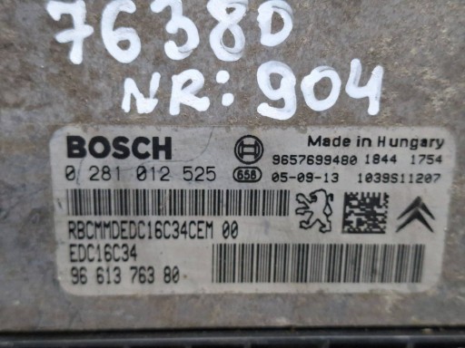 control unit of the engine 0281012525 9657699480 9661376380 PEUGEOT 206 C3 1.4 HDI