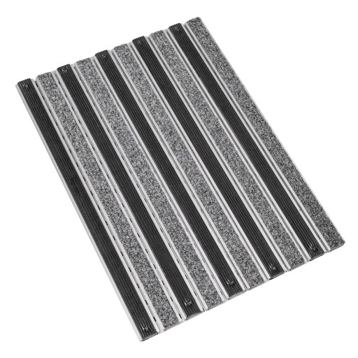 Wycieraczka Aluminiowa Czarna Guma Szary Ryps Wejściowa 22mm 60x43cm