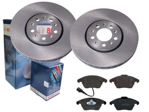 ДИСКИ КОЛОДКИ BOSCH ПЕРЕДНЯ OCATAVIA ROOMSTER BORA
