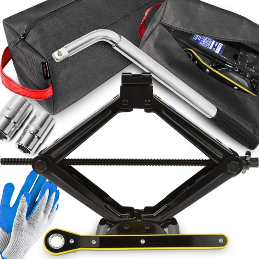 НАБОР СУМКА ДОМКРАТ ТРАПЕЦИАЛЬНЫЙ ПОДЪЕМНИК 2T КОЛЕСНЫЙ КЛЮЧ 17/19/21 ПЕРЧАТКИ