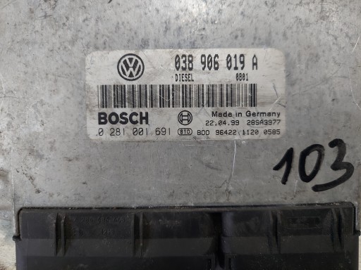 A3 8L 1.8 T 038906019A unité de commande électronique uce moteur