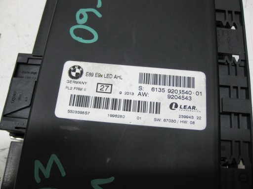 BMW E91 2.0 D 09R module control unit of the lights 9204540