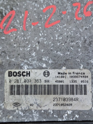 RENAULT computer control unit of the engine 0281031363 BOSCH 237103984R
