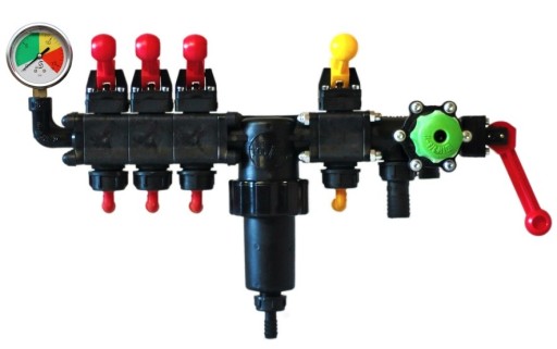 1006 - СПЛІТТЕР ОБПРИСКУВАЧ 3-СЕКЦІЙНИЙ ДУРО 3 + МАНОМЕТР
