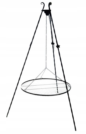 Grill trójnóg 180 cm ruszt chromowany 60 cm łańcuszki mocny wyrób PL