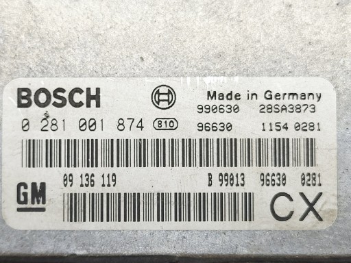 Computer Bedienteil DES MOTORS OPEL VECTRA B LIFT 2.0 DTL 0281001874 09136119CX